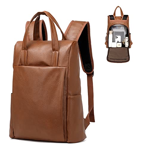 seyfocnia Backpack Purse for Women Anti-theft Laptop Backpack Women Mini Small Computer Case Business Work Teacher Backpack-Brown