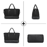 Travel Duffle Bag with Shoe Compartment, Weekender Bag Carry on Overnight Bag for Women Gym Bag Sport Bag Hospital Bags for Labor and Delivery - Black