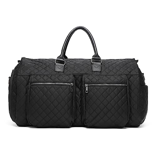 Garment Bags for Travel,Convertible Carry on Garment Duffle Bags for Hanging Clothes - 2 in 1 Hanging Suitcase Suit Bags Weekender Bag with Shoe Pouch for Women Black