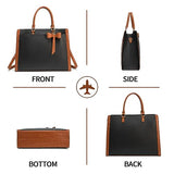 Laptop Tote Bag for Women, Pu leather Work Tote Bags Large Computer Bag Laptop Purse Shoulder Handbags Briefcase Top Handle Satchel -Black Brown