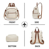 seyfocnia Backpack Purse for Women, Fashion Backpack Convertible Design Satchel Handbags Shoulder Bag with Laptop Compartment Travel Carry on Backpack, White Brown