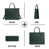 15.6 inch Laptop Tote Bag for Women, PU Leather Laptop Work Bag Large Capacity Computer Briefcase for Business Office Bag Handbag Shoulder Bag for Women- Black Green
