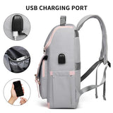 seyfocnia Backpack with Laptop Compartment, Work Backpack for Women 17 inch Laptop Backpack for Women Computer Backpacks With USB Charging Port College Nursing Bag Anti Theft Backpack,Grey Pink