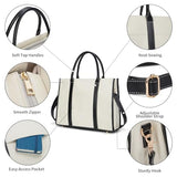 Laptop Bag for Women 15.6 inch Lightweight Canvas Laptop Tote Bag, Large Capacity Computer Bags Women Business Office Work Bag Briefcase(White & Black)…