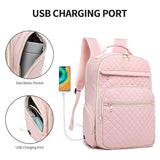 seyfocnia Travel Laptop Backpack for Women, Airline Approved Carry-on Backpack, 17.3 Inch Computer Work Bag with USB Port, Stylish Waterproof Backpacks Laptop Bags Casual Daypacks (Pink)