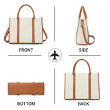 Laptop Tote Bag for Women 15.6 inch Lightweight Canvas Laptop Bag, Large Capacity Computer Bags Women Business Office Work Bag Briefcase(White & Brown)…