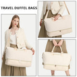Travel Duffel Bag, Womens Overnight Bag Weekender with Shoe Pouch Large Carry On Bag Travel Tote Duffel Bag for Women,Hospital Bags for Labor and Delivery Beige
