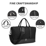 Travel Duffle Bag with Shoe Compartment, Weekender Bag Carry on Overnight Bag for Women Gym Bag Sport Bag Hospital Bags for Labor and Delivery - Black