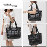 Puffer Tote Bag Lightweight Quilted Puffy Tote Bag Soft Down Cotton Padded Shoulder Bag Quilted Bag for Womens Handbag