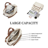 seyfocnia Backpack Purse for Women, Fashion Backpack Convertible Design Satchel Handbags Shoulder Bag with Laptop Compartment Travel Carry on Backpack, White Brown