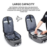 Rolling Backpack,Travel Laptop Backpacks with Wheels Men 17 inch Water Resistant Rolling Laptop Lag Women Carry on Bag Airline Approved Trolley Roller Backpack Suitcase for Travel Women,Grey