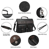 Leather Messenger Bag for Men,15.6 Inch Vintage Mens Laptop Bag Water Resistant Business Travel Briefcase Satchel Work Computer Bag Black