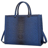Chic Laptop Tote Bag for Women, Pu leather Work Tote Bags Large Computer Bag Laptop Purse Shoulder Handbags Briefcase Top Handle Satchel -Blue