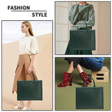 15.6 inch Laptop Tote Bag for Women, PU Leather Laptop Work Bag Large Capacity Computer Briefcase for Business Office Bag Handbag Shoulder Bag for Women- Black Green