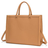Laptop Bag for Women,PU Leather 15.6 inch Laptop Tote Bag Large Capacity Computer Briefcase for Work Business Office Bag Handbag Shoulder Bag for Women-Light Brown