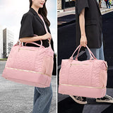 Travel Duffle Bag for Women, Weekender Bags with Shoe Compartment, Large Overnight Duffel Bags Tote Duffel Bag Carry On Bag, Pink