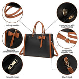 Laptop Tote Bag for Women, Pu leather Work Tote Bags Large Computer Bag Laptop Purse Shoulder Handbags Briefcase Top Handle Satchel -Black Brown