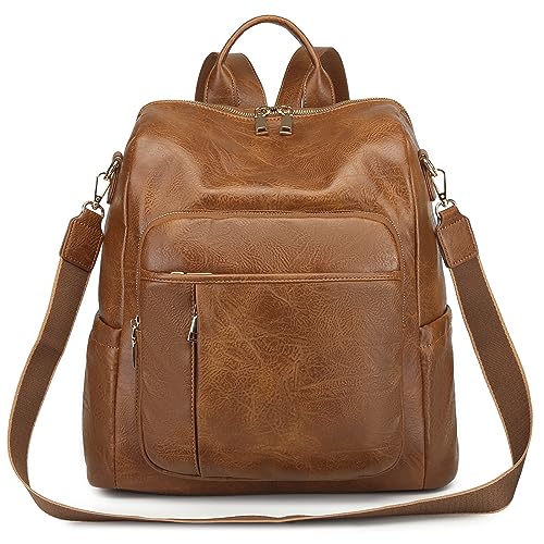 seyfocnia Women Backpack Purse, Fashion Cute Travel Carry on Backpack Convertible Design Satchel Handbags Shoulder Bag with Laptop Compartment, Brown
