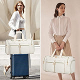 Duffel Bag with Shoe Pouch, Travel Bag Carry On Duffle Bag Weekender Bag for Women Overnight Bags Gym Bag for Women Beige