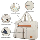 seyfocnia Messenger Bag for Women,Laptop Backpack Fits 15.6 Inch Laptop Bag Handbag Business Briefcases for Women Convertible Briefcase Backpack Shoulder Bag for Work-Beige