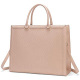 Large Laptop Bag for Women,15.6 inch Laptop Tote Bag Computer Briefcase for Work Business Office Bag, PU Leather Handbag Shoulder Bag for Women- Pink