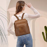 seyfocnia Women Backpack Purse, Fashion Cute Travel Carry on Backpack Convertible Design Satchel Handbags Shoulder Bag with Laptop Compartment, Brown