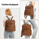 seyfocnia Backpack Purse for Women, Fashion Leather Backpack Convertible Design Satchel Handbags Shoulder Bag with Laptop Compartment Travel Carry on Backpack, Brown