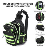 Aodethon Fishing Backpack Tackle Sling Bag for Men, Green Fly Fishing Gear Bag Oxford Waterproof Fishing Backpack, Small Shoulder Bag Chest Bag Crossbody Bag