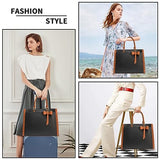 Laptop Tote Bag for Women, Pu leather Work Tote Bags Large Computer Bag Laptop Purse Shoulder Handbags Briefcase Top Handle Satchel -Black Brown