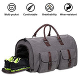Seyfocnia Carry On Garment Bag, Mens Garment Bag for Travel Business, Large Canvas Duffel Bag with Shoe Compartment -Grey