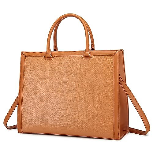 Women Laptop Bag,PU Leather Work Tote 15.6 Inch Laptop Computer Bag Business Shoulder Messenger Bag Business Office Bag Handbag -Brown