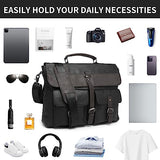 Leather Messenger Bag for Men,15.6 Inch Vintage Mens Laptop Bag Water Resistant Business Travel Briefcase Satchel Work Computer Bag Black