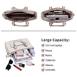 Laptop Tote Bag for Women, Cute Computer Bag Large Laptop Purse Shoulder Handbags Work Tote Bags Briefcase Top Handle Satchel for Women -Beige