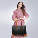 Laptop Tote Bag for Women, Large Briefcase for 15.6 Inch Computer Waterproof Leather Bag with USB Charging Port, Fashion Professional Business Office Work Shoulder Handbag Purse, Black