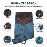 Carry On Garment Bag, Mens Garment Bag for Travel Business, Large Canvas Duffel Bag with Shoe Compartment -Blue