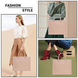 Large Laptop Bag for Women,15.6 inch Laptop Tote Bag Computer Briefcase for Work Business Office Bag, PU Leather Handbag Shoulder Bag for Women- Pink