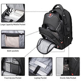 CALLPIONEER Laptop Backpack for Men,Travel Backpack with USB Charging Port Carry on Backpack for Airplanes Casual Daypack Backpacks Business Backpack Computer Work Bag,Black